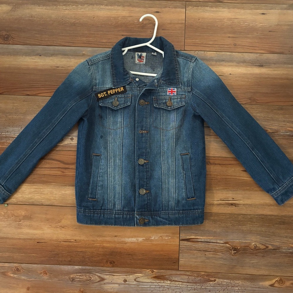Junk Food Kids The Beatles Sgt Pepper Denim Jacket Blue Medium Graphic 1967 Band